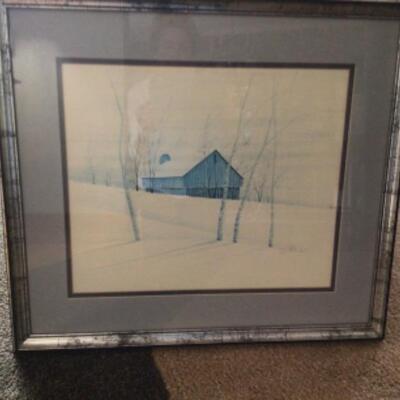 P Buckley Moss print. Framed, matted and signed. 