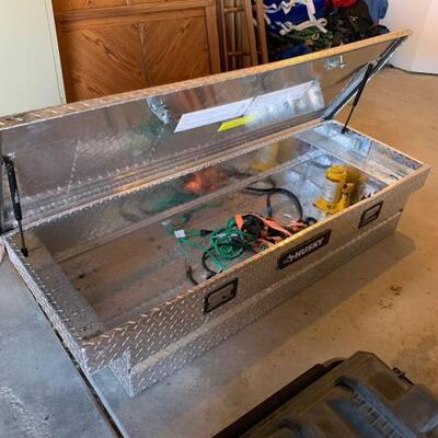 3088	

Husky Bed Tool Box, Bunggie Cords, Bottle Jack
Tool Box Measures Approx: 60” x 21” x 14”