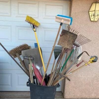 4004	

Lawn Tools in Trash Can. Edger , Hoe, Rake , Shovel and Post Pole Driver
Lawn Tools in Trash Can. Edger , Hoe, Rake , Shovel and...