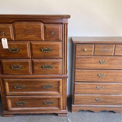 2505	

2 Dressers
1) 5 Drawer approximately 19â€ x 36â€ x 56â€ 2) 5 Drawer approximately 16â€ x 32â€ x 44â€