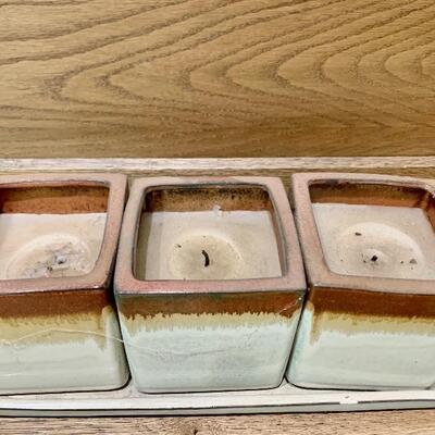 Trio of Candles in Ceramic Holders