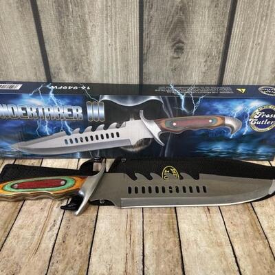 16in Stainless Steel Blade By Frost Cutlery with frostwood handle and heavy duty nylon sheath