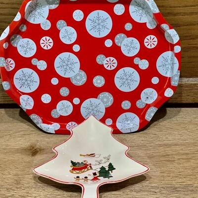 Tin Snowflake Platter and Mason's Christmas Dish