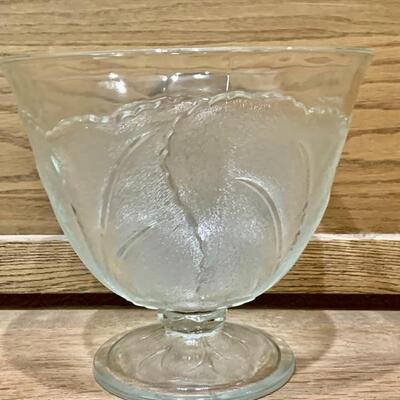 Frosted Leaf on Crystal Deep Compote Bowl