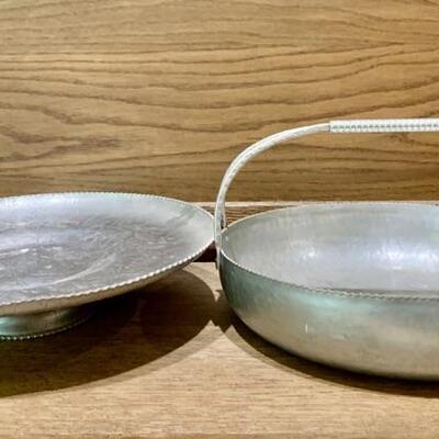 (2) Aluminum Handled Basket & Cake Stand