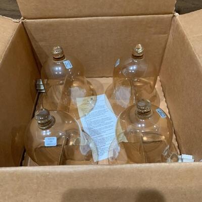 (4) Smokey Glass Candle Holder Globes in Box