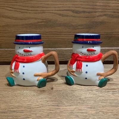 (2) Whimsical Holiday Ceramic Snowmen