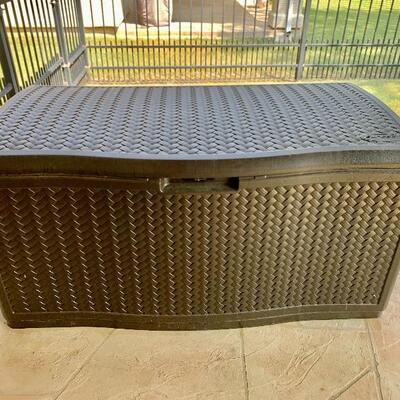 Plastic Wicker Style Deck Box by Suncast