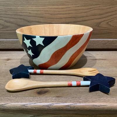 (3) Piece Stars & Stripes Salad Serving Set