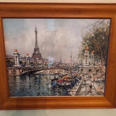 Framed Paris Print of Eifel Tower and the Seine