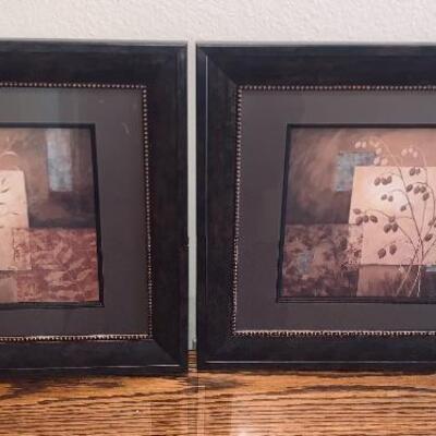 Pair Framed Fall Foilage Wall Decor Prints