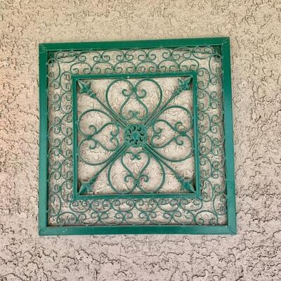Green Metal Outdoor Wall Decor, Scroll Design