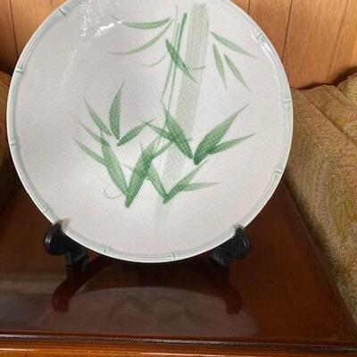 Green Bamboo Japanese Decorative Plate, Vintage 