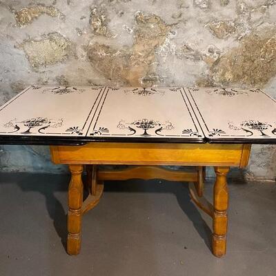 Vintage Enamel Top Table with Extensions