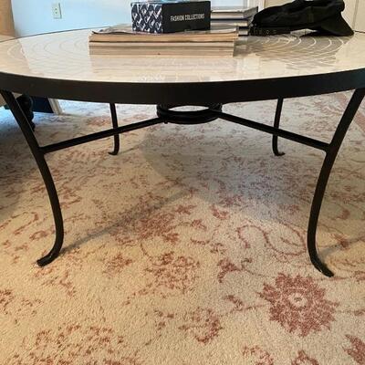 Wrought Iron and White tile Coffee Table 