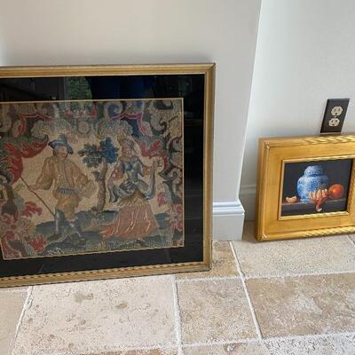 Susan Manning O'Briant Painting, framed needlepoint