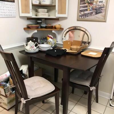 drop-leaf table and pair of chairs $129
48 X 30 X 30