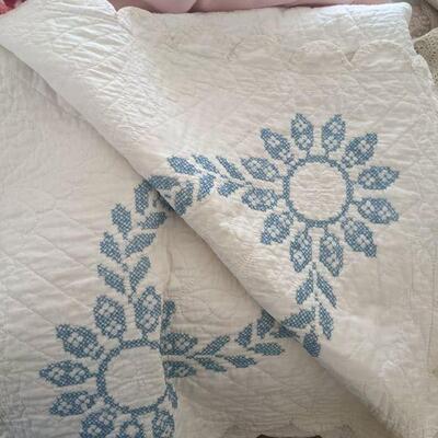 Hand embroidered antique quilt