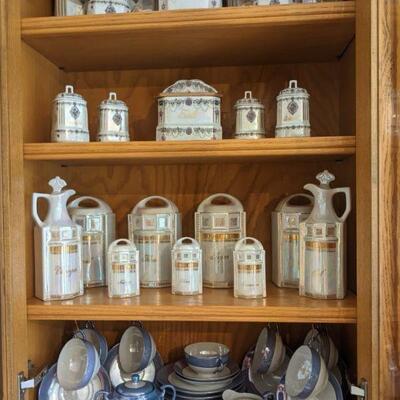 Antique German lusterware canister sets