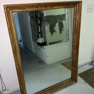 antique gold-leaf wood frame and mirror