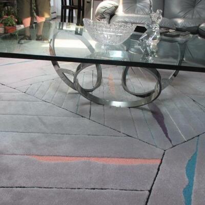 Mid-Century Modern Milo Baughman Style Chrome Glass Top Table 