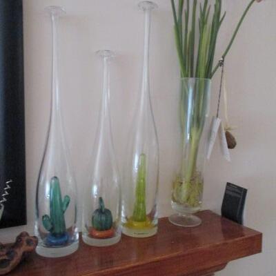 Decorative Blown Glass Cactus  