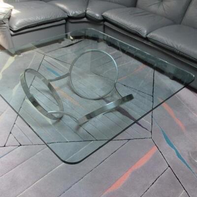 Mid-Century Modern Milo Baughman Style Chrome Glass Top Table 