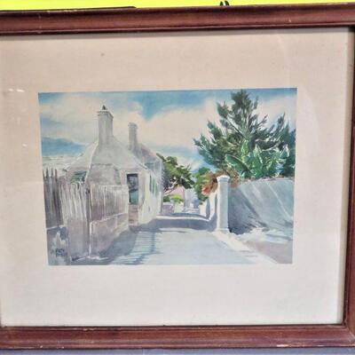 Signed Watercolor Bermuda painting by Adolf Treidler