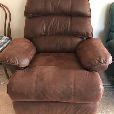 Working brown leather recliner