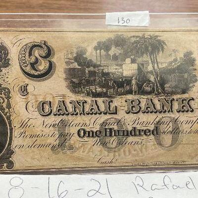 https://www.ebay.com/itm/124916421863	LRM8306 - 100 Dollar Canal Bank New Orleans Bank Note	Auction
