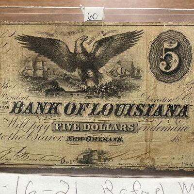 https://www.ebay.com/itm/124916434646	LRM8309 - Bank of Louisiana 5 Dollar New Orleans Bank Note	Auction
