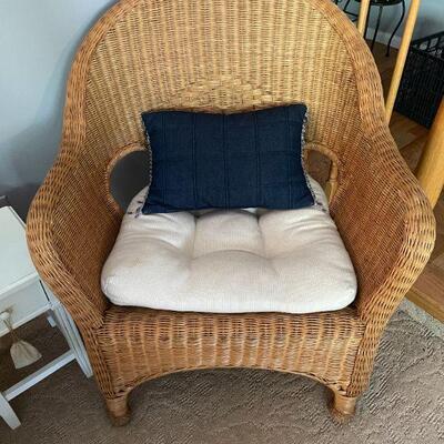 Wickered Arm Chair With Matching Ottoman 