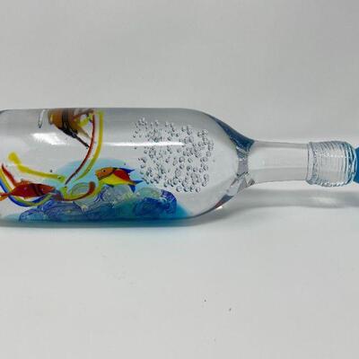 Venetian Handmade Aquarium Artistic Murano Glass Bottle- Signed by Artist 