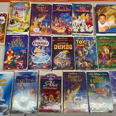 PST028 - Vintage Walt Disney Classic VHS Movies & More Sword in the Stone, Alice, Robin Hood & More