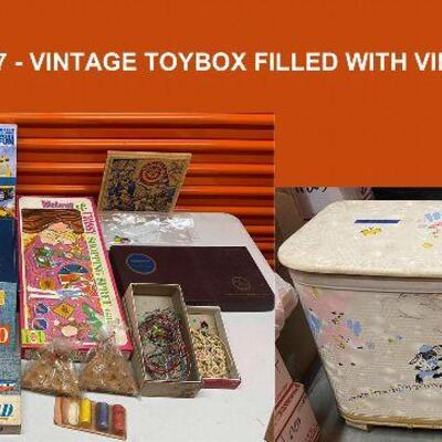 PST017 - Vintage Toy Box Filled w/Vintage 1970's - 2000's Toys Velvet & Crissy, Lego & More