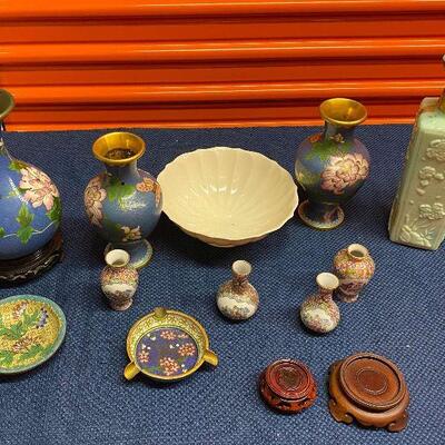 PST006 - Variety of Vintage Ceramics - Chinese Cloisonne, Lenox Scalloped Bowl & More