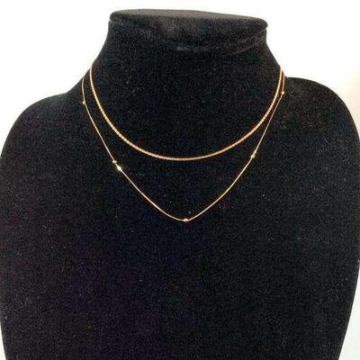 PST305 - Lot of Two 14K Gold Chain Necklaces 18