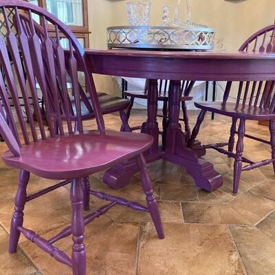 Purple dining chair and table