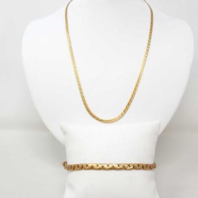 #1034 â€¢ 14k Gold Snake Chain And Curb Bracelet 10.6g

