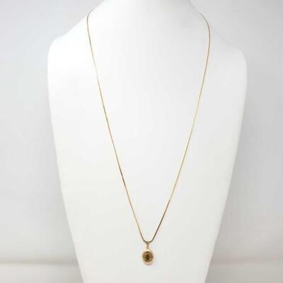 #1040 â€¢ 14k Gold Chain With Petite Engraved Locket 6.7g