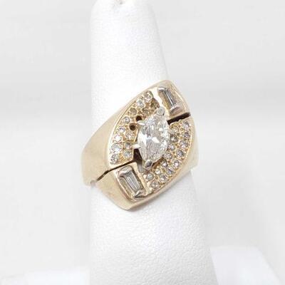 #1011 â€¢ 14k Gold Marquise Diamond Ring 10.9g