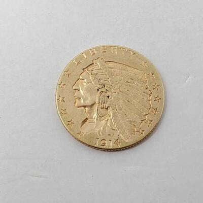 #1500 â€¢ 1914 Gold Indian Eagle US 2 1/2 Dollars 4.18g