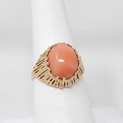 #1050 â€¢ 14k Gold Coral Fashion Ring 4.5g
