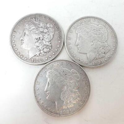 #1524 â€¢ 3 1883-1921 Morgan Silver Dollars