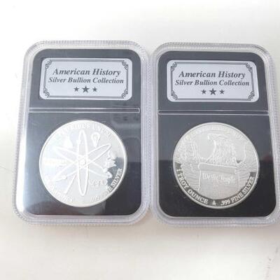#1514 â€¢ 2 American History Silver Bullion Collection 2 Troy OZ