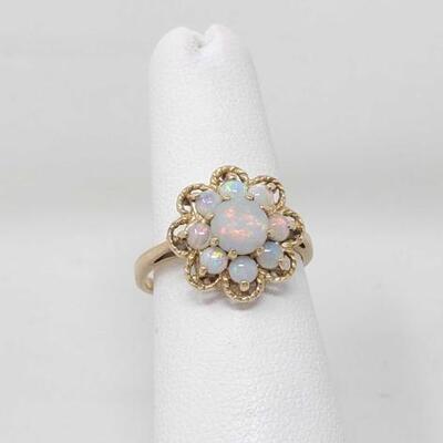 #1015 â€¢ 14k Gold Opal Flower Fashion Ring 3g