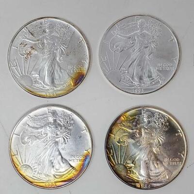 #1509 â€¢ Four 1oz American Eagle. 999 Fine Silver
