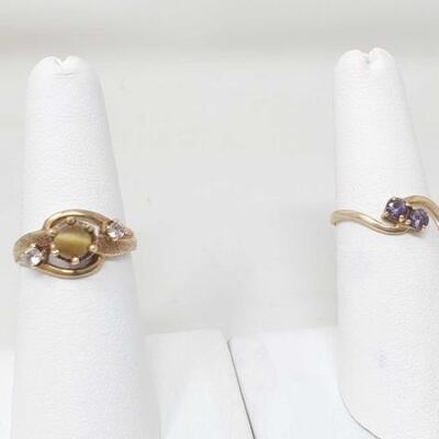 #1080 â€¢ 10k Gold Purple Spinel Ring And 10k Gold Semi-Precious Stone With Accents Ring 4.5g
