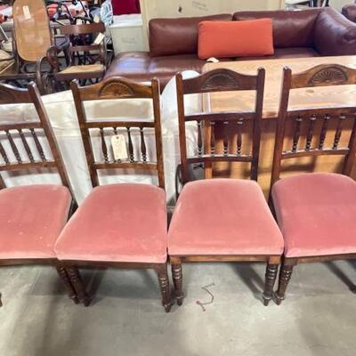 #3542 â€¢ 4 Mauve Upholstered Wooden Chairs
