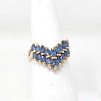 #1058 â€¢ 14k Gold Blue Sapphire Fashion Ring 3.7g